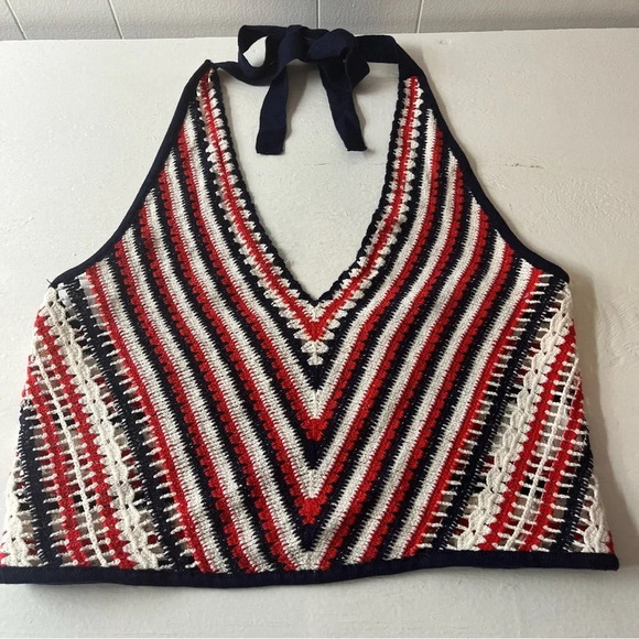 & Other Stories Cotton Crochet Halter Neck Top Stripes Women’s M Boho Americana - Picture 6 of 14